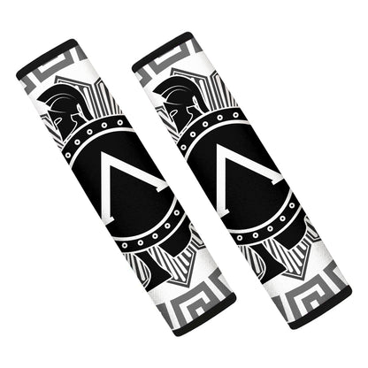 Black And White Spartan Warrior Print Car Seat Belt Covers