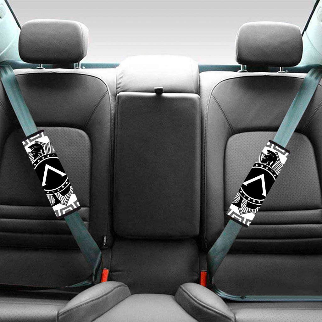 Black And White Spartan Warrior Print Car Seat Belt Covers