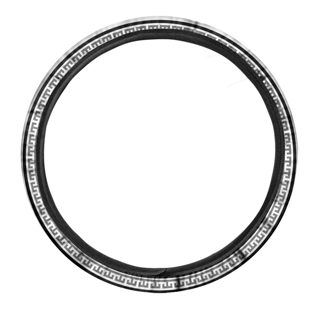 Black And White Spartan Warrior Print Car Steering Wheel Cover