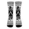 Black And White Spartan Warrior Print Crew Socks