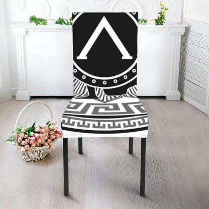 Black And White Spartan Warrior Print Dining Chair Slipcover