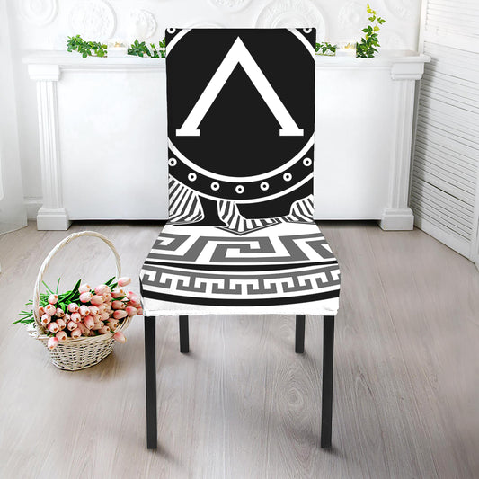 Black And White Spartan Warrior Print Dining Chair Slipcover