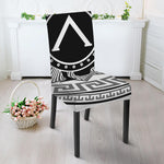Black And White Spartan Warrior Print Dining Chair Slipcover
