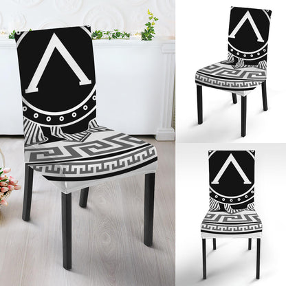 Black And White Spartan Warrior Print Dining Chair Slipcover