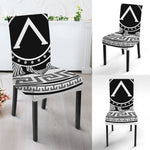 Black And White Spartan Warrior Print Dining Chair Slipcover