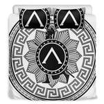 Black And White Spartan Warrior Print Duvet Cover Bedding Set