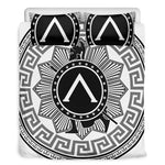 Black And White Spartan Warrior Print Duvet Cover Bedding Set