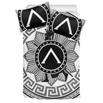 Black And White Spartan Warrior Print Duvet Cover Bedding Set