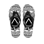 Black And White Spartan Warrior Print Flip Flops