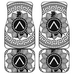 Black And White Spartan Warrior Print Front and Back Car Floor Mats