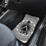 Black And White Spartan Warrior Print Front and Back Car Floor Mats