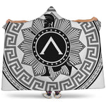 Black And White Spartan Warrior Print Hooded Blanket