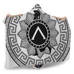 Black And White Spartan Warrior Print Hooded Blanket