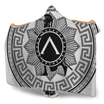Black And White Spartan Warrior Print Hooded Blanket