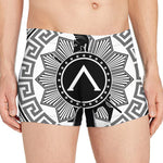 Black And White Spartan Warrior Print Men's Boxer Briefs