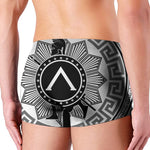 Black And White Spartan Warrior Print Men's Boxer Briefs