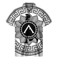 Black And White Spartan Warrior Print Men's Short Sleeve Shirt