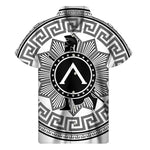 Black And White Spartan Warrior Print Men's Short Sleeve Shirt