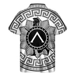 Black And White Spartan Warrior Print Men's Short Sleeve Shirt