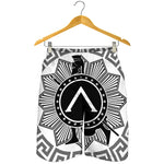 Black And White Spartan Warrior Print Men's Shorts