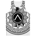 Black And White Spartan Warrior Print Men's Tank Top