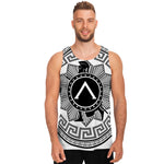 Black And White Spartan Warrior Print Men's Tank Top
