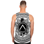 Black And White Spartan Warrior Print Men's Tank Top