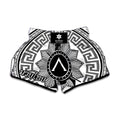 Black And White Spartan Warrior Print Muay Thai Boxing Shorts