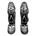 Black And White Spartan Warrior Print Muay Thai Shin Guards