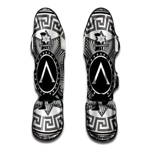 Black And White Spartan Warrior Print Muay Thai Shin Guard