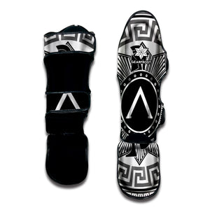 Black And White Spartan Warrior Print Muay Thai Shin Guard