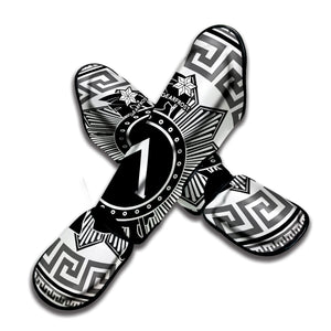 Black And White Spartan Warrior Print Muay Thai Shin Guard