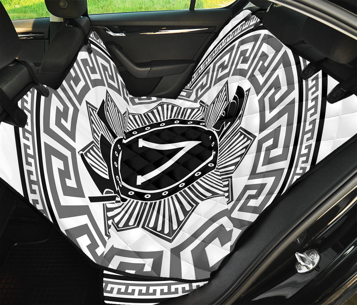 Black And White Spartan Warrior Print Pet Car Back Seat Cover