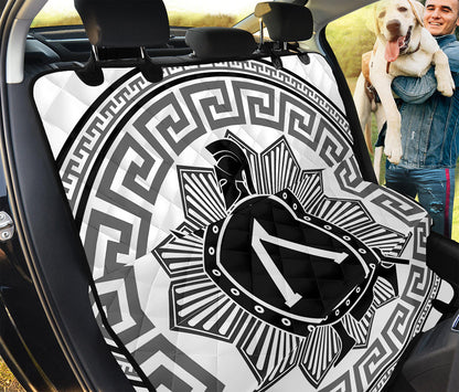 Black And White Spartan Warrior Print Pet Car Back Seat Cover
