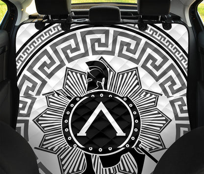 Black And White Spartan Warrior Print Pet Car Back Seat Cover