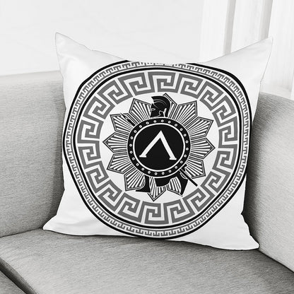 Black And White Spartan Warrior Print Pillow Cover