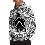 Black And White Spartan Warrior Print Pullover Hoodie