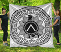 Black And White Spartan Warrior Print Quilt