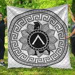 Black And White Spartan Warrior Print Quilt