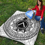 Black And White Spartan Warrior Print Quilt
