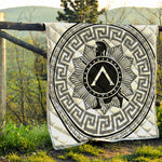 Black And White Spartan Warrior Print Quilt