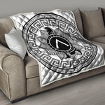 Black And White Spartan Warrior Print Quilt
