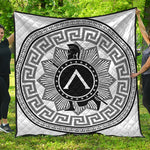 Black And White Spartan Warrior Print Quilt