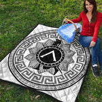 Black And White Spartan Warrior Print Quilt
