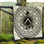 Black And White Spartan Warrior Print Quilt