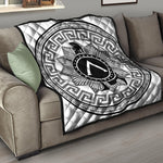 Black And White Spartan Warrior Print Quilt