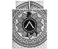 Black And White Spartan Warrior Print Quilt Bed Set