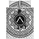Black And White Spartan Warrior Print Quilt Bed Set