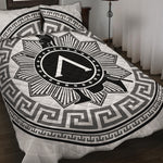 Black And White Spartan Warrior Print Quilt Bed Set