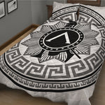 Black And White Spartan Warrior Print Quilt Bed Set